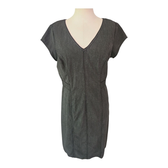 eShakti Black V-Neck A-Line Midi Dress | Size 10 | Flattering Fit Custom Style - Picture 1 of 8